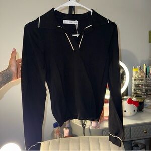 Mango Black Long Sleeve Button Down Shirt